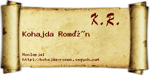Kohajda Román névjegykártya